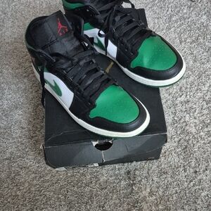 Jordan Black and Green High-Top Sneakers
